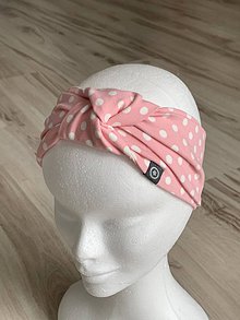 Ozdoby do vlasov - Turbanová čelenka s uzlom  ružové bodky - 10695516_