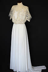 Šaty - Svadobné šaty v boho štýle na gumičku s korálkovou krajkou - 10694812_