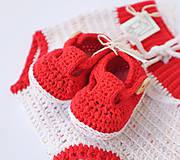 Detské topánky - papučky/sandálky  (červeno-biele) - 10695681_