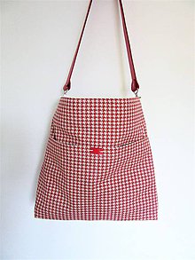 Veľké tašky - Kabela kapsa s červeným pepitovým vzorom - 10696807_