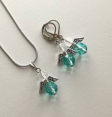 Sady šperkov - Minianjeliky z brúseniek sada (smaragd svetlý) - 10697212_