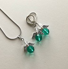 Sady šperkov - Minianjeliky z brúseniek sada (smaragd) - 10697215_