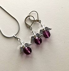 Sady šperkov - Minianjeliky z brúseniek sada (fialová tmavá) - 10697217_