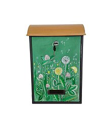 Nádoby - Maľovaná poštová schránka - Zelená púpava - 10700920_