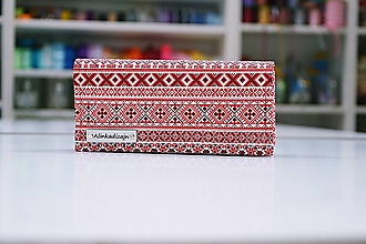 Peňaženky - Peňaženka červená vyšívaný vzor - 10704145_