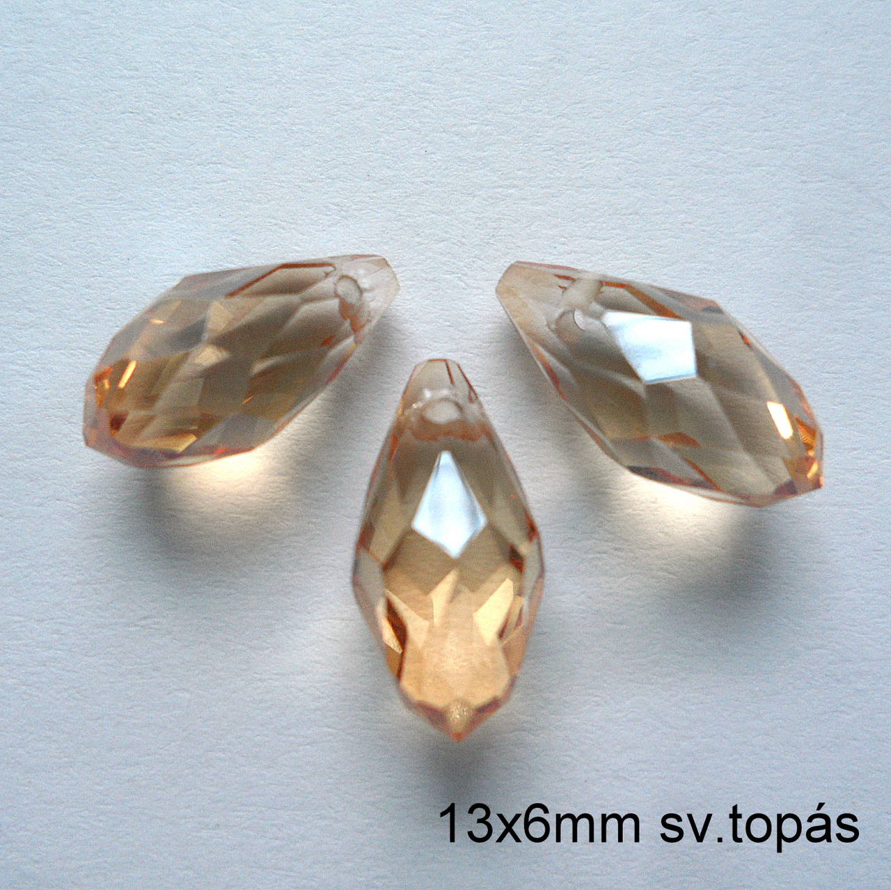 Brúsená kvapka 13x6mm-1ks (sv.topás)