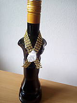 Dekorácie - stuhy na fľaše zlaté - 10704456_