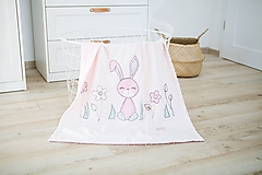Detský textil - Deka dievčenská - zajko a kvety - 10705979_