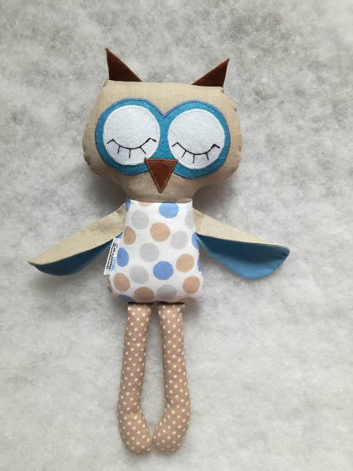 Hračky - Sovičky nielen pre detičky (Modro - hnedé bodky) - 10711184_