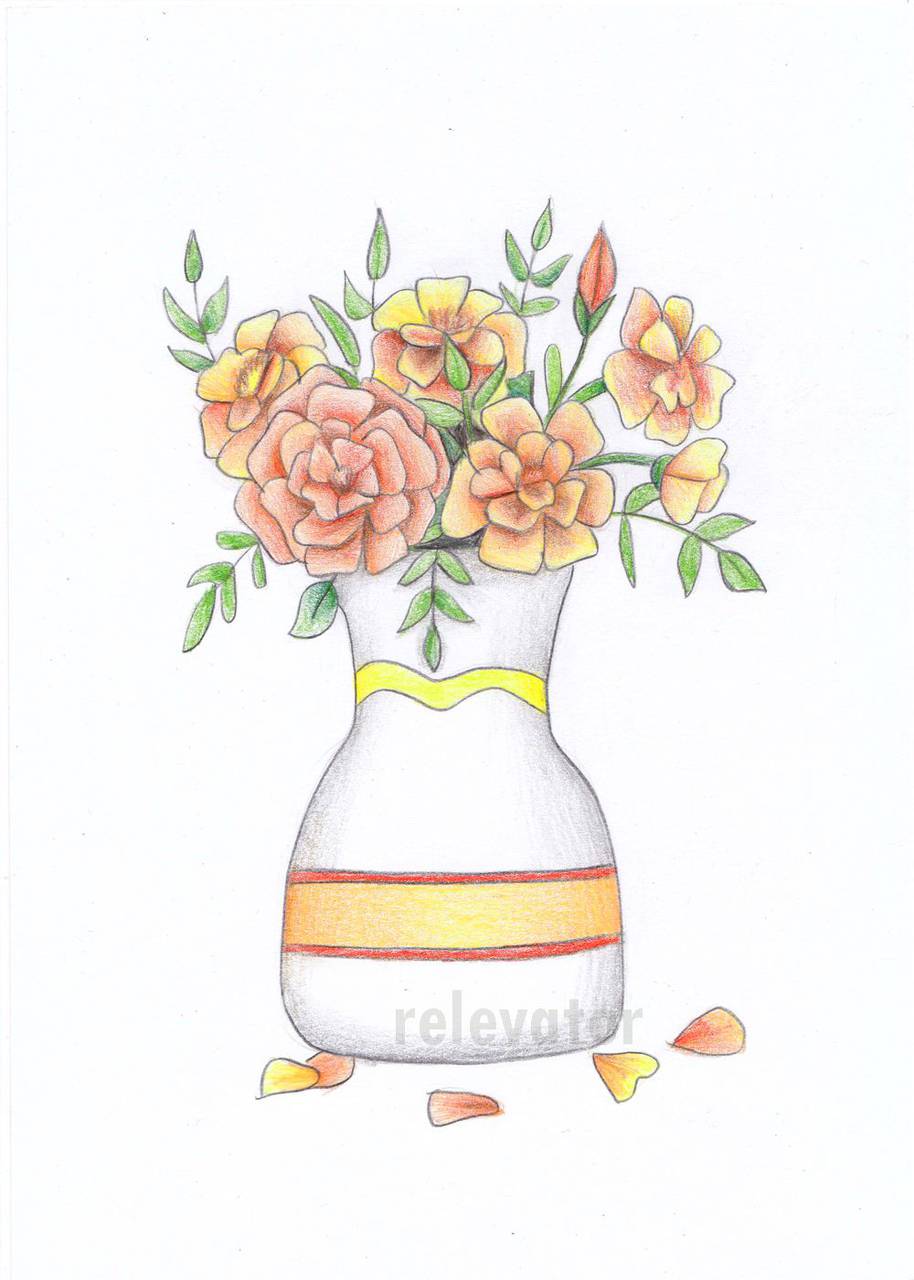Рисунок вазы с цветами аниме