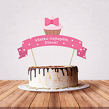 Dekorácie - Zápich na tortu - cupcake (mašličkový) - 10708980_