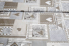 Textil - Metráž dekoračná bavlna patchwork béžový - 10713024_