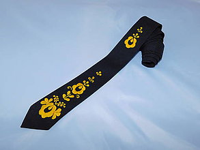 Pánske doplnky - Ručne vyšívaná kravata (Žltá) - 10712393_