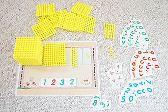 Hračky - Montessori žltá kocka - aktivity - počítanie - 10715801_