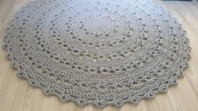 Úžitkový textil - Veľký okrúhly koberec  (Šedá) - 10716773_