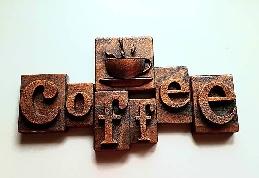 Dekorácie - Drevorezba Coffee reklama - 10717292_