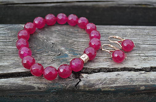 Fuchsia sada náramok a náušnice Ag
