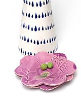Nádoby - tanierik fialový kvet s vtáčikom  (veľkosť L 14-17 cm) - 10716671_