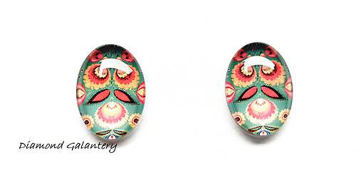Komponenty - Kabošon 13 x 18 mm - ovál - Folk vzor I - 10723272_