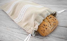 Úžitkový textil - Ľanové vrecúško na chlieb alebo iné pečivo - 10721455_