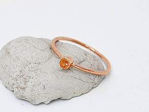 Prstene - 585/1000 zlatý prsteň s prírodným oranžovým zafírom (ružové lato) - 10725708_