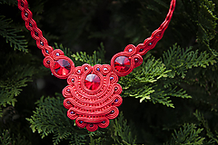 Lenka - červená soutache náhrdelník 