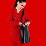 Kabelky - Kožená shopper bag taška (Červená) - 10726071_