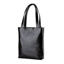 Kabelky - Kožená shopper bag taška (Čierna) - 10726114_