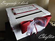 Úložné priestory & Organizácia - Wedding box - burgundy s čipkou - 10727200_