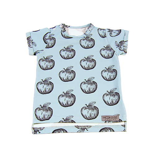 Detské oblečenie - Tričko - Apples dusty blue krátky rukáv - 10733951_