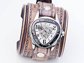 Náramky - Vintage kožené hodinky,remienok z pravej kože - 10733943_