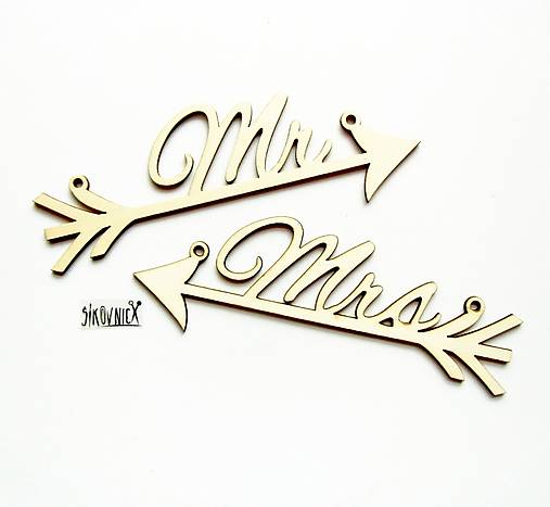 Mr & Mrs - výrezy, 19x6,5 cm 