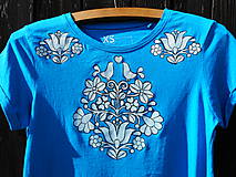 Topy, tričká, tielka - blankytná modrá-folk-tričko - 10739439_