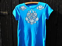 Topy, tričká, tielka - blankytná modrá-folk-tričko - 10739441_