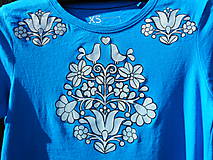 Topy, tričká, tielka - blankytná modrá-folk-tričko - 10739445_