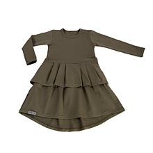 Detské oblečenie - Šaty s volánom khaki - 10739361_