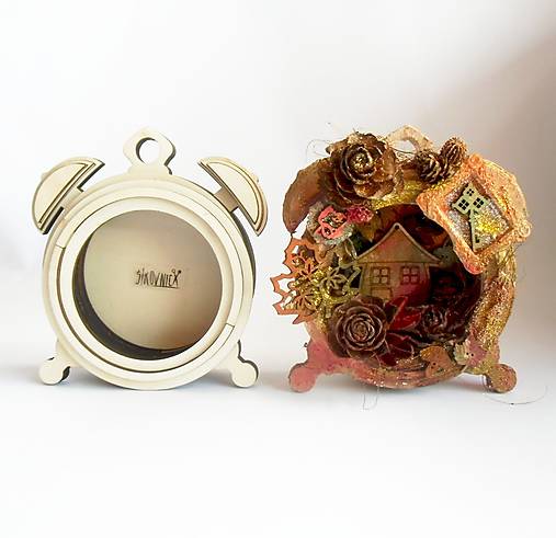 Budík z preglejky, 17x14 cm