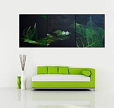 Obrazy - Green leaves triptych - 10743984_