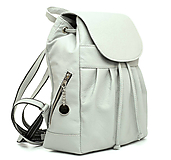 Batohy - Luxusný kožený ruksak z pravej hovädzej kože v šedej farbe - 10744977_