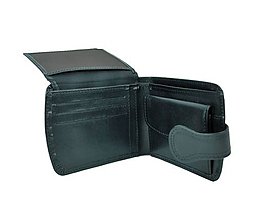 Peňaženky - Kožená dámska elegantná peňaženka, čierna farba - 10746379_