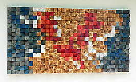 Dekorácie - Závesný drevený mozaikový 3D obraz XXL - vzor 1 - 10748016_