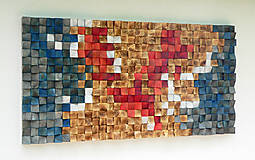 Dekorácie - Závesný drevený mozaikový 3D obraz XXL - vzor 1 - 10748017_