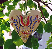 FILKI folk maľované srdiečko s levanduľou (kvet so srdiečkom)