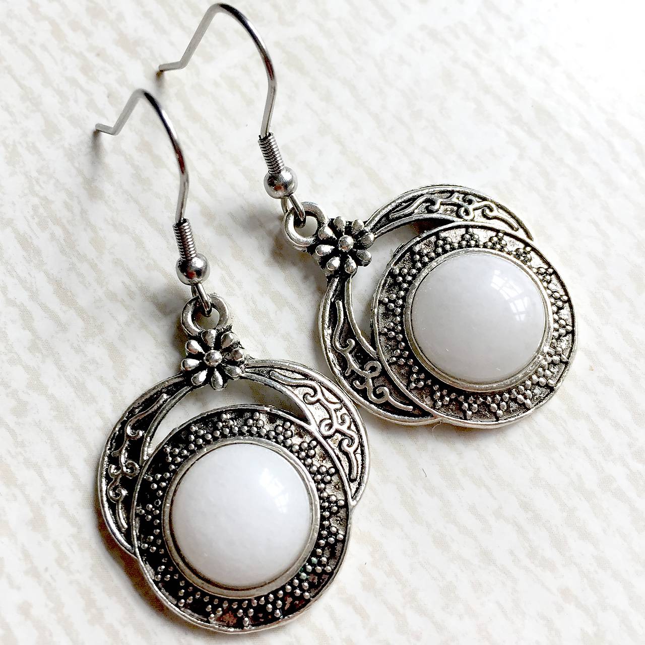 Filigree White Jade Silver Set / Sada šperkov s bielym jadeitom