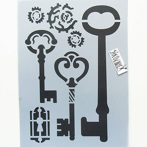 Šablóna Stamperia - 15x20 cm - kľúče, keys, zámok