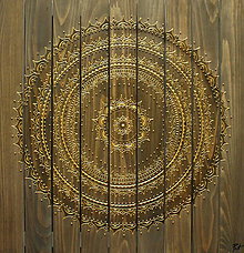 Obrazy - Mandala HARMÓNIA A RELAX (drevo-gold) 60 x 60 - 10753209_