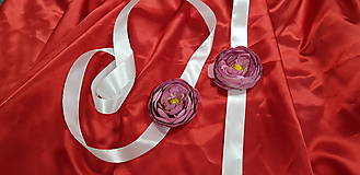 Náramky - Bielo-fialový kvetinový náramok/opasok - 10753014_