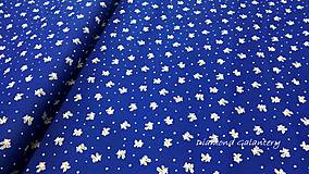 Textil - Bavlnená látka - Kvietky malé na modrom- cena za 10 cm - 10758048_