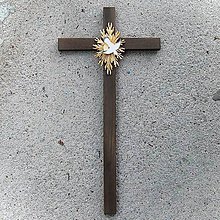 Dekorácie - Veľký Drevený Kríž s Holubicou (Veľkosť: 5 4cm - Hnedá) - 10758970_