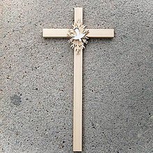 Dekorácie - Veľký Drevený Kríž s Holubicou (Veľkosť: 54 cm - Béžová) - 10758973_
